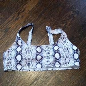 White and black snake print bikini top